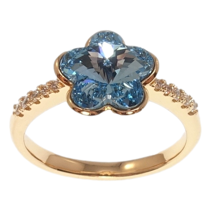 Кольцо Xuping цвет 18K с кр-ми Swarovski Кристальный цветочек Aquamarine фото №25