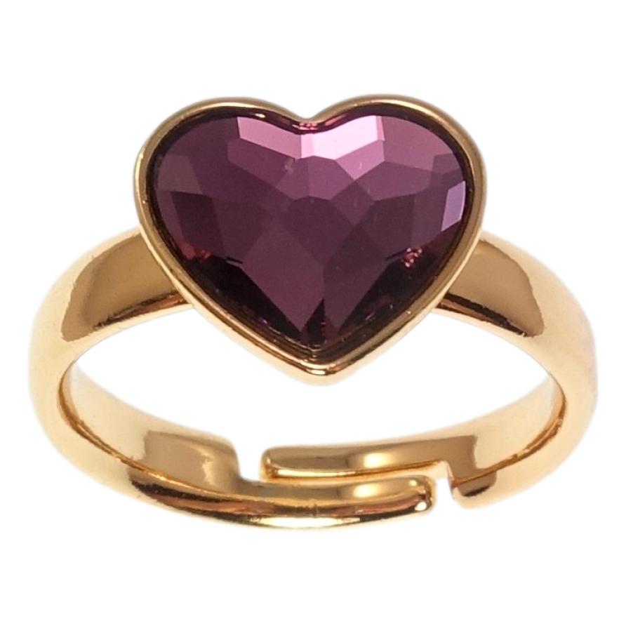 Каблучка Xuping колір 18K з кр-ми Swarovski Кристальне серце Amethyst фото №1