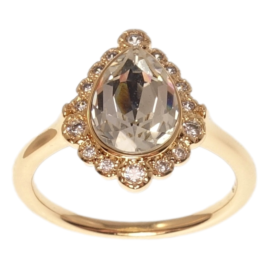 Каблучка Xuping колір 18K з кр-ми Swarovski Кристальна крапелька Clear у декоративній оправі фото №1