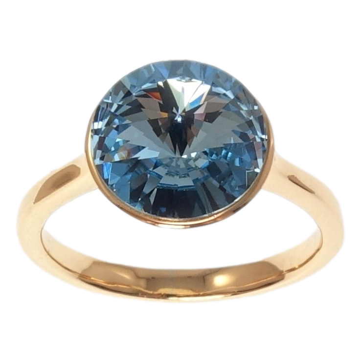 Кольцо Xuping цвет 18K с кр-ми Swarovski Кристалл Aquamarine ø 11мм фото №15