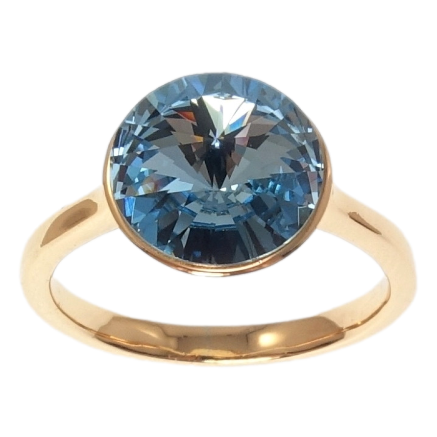 Кольцо Xuping цвет 18K с кр-ми Swarovski Кристалл Aquamarine ø 11мм фото №1