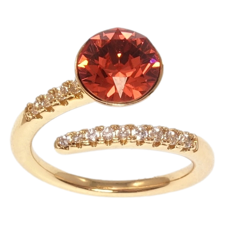 Кольцо Xuping цвет 18K с кр-ми Swarovski Кристалл Scarlet с дорожками фото №1