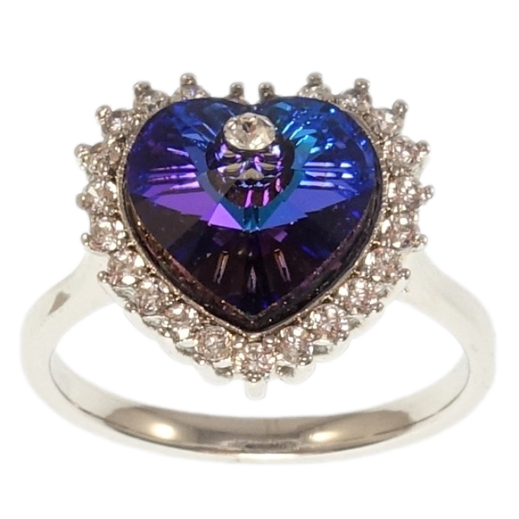 Каблучка Xuping колір Родій із кристалами Swarovski Серце Majestic Blue в обрамленні фото №13 Каблучка Xuping колір Родій із кристалами Swarovski Серце Majestic Blue в обрамленні фото №13