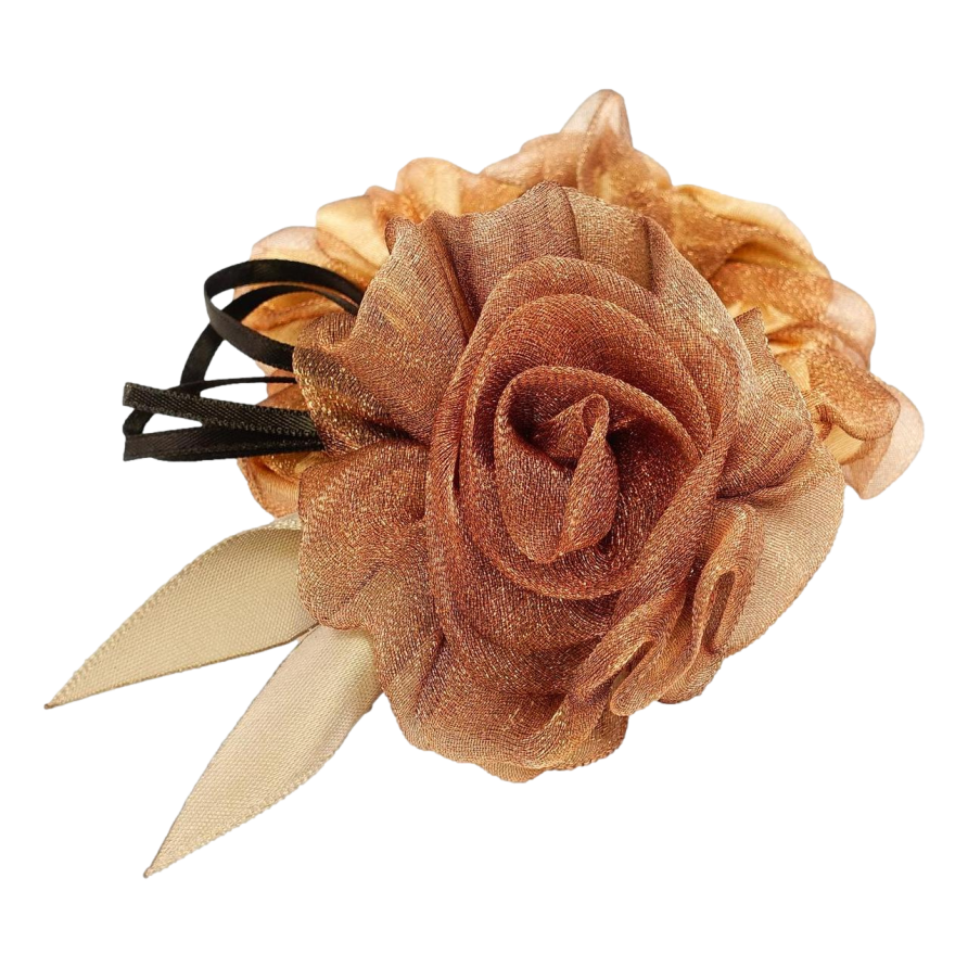 Гумка на атласно-тюльовій основі Квітка з Чорною Стрічкою фото №1 Гумка на атласно-тюльовій основі Квітка з Чорною Стрічкою фото №1