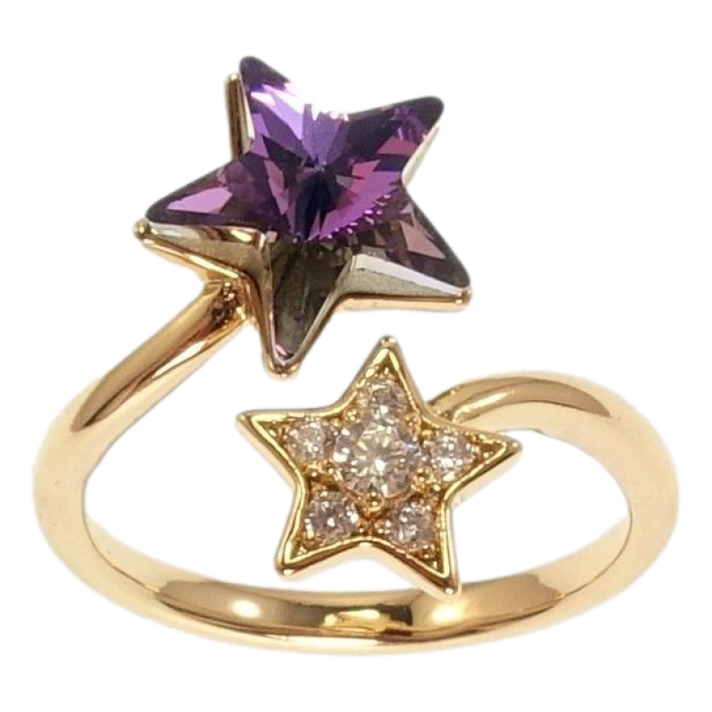 Кольцо Xuping цвет 18K с кр-ми Swarovski Две звезды с кристаллом Tanzanite фото №24