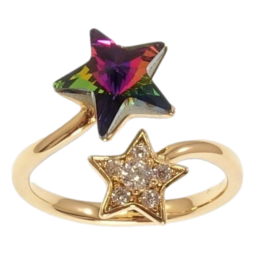 Каблучка Xuping колір 18K з кр-ми Swarovski Дві зірки з кристалом Vitrail Medium фото №1