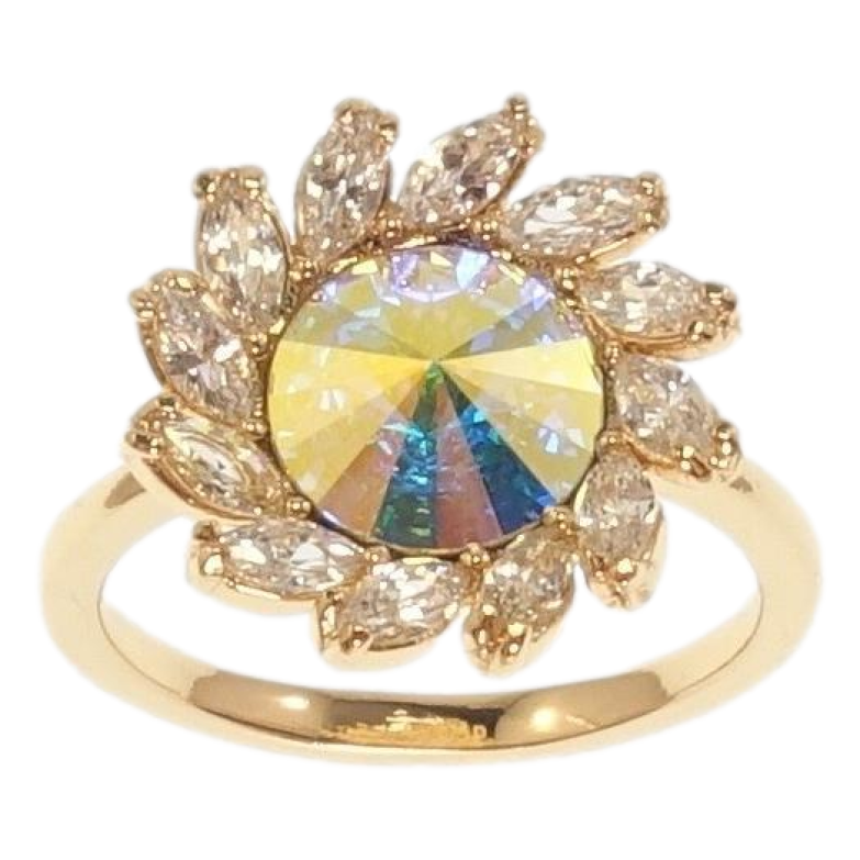 Каблучка Xuping колір 18K з кр-ми Swarovski Квітка з кристалом АВ фото №1