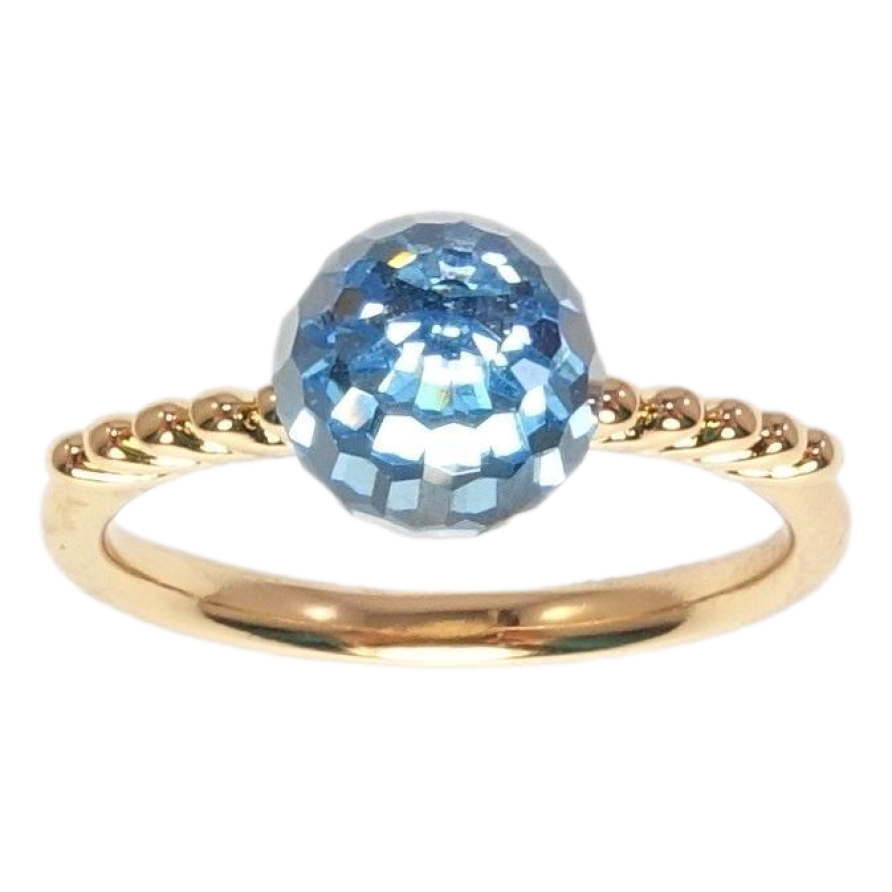 Каблучка Xuping колір 18K з кр-ми Swarovski Кристальна куля Aquamarine ø 8мм фото №1