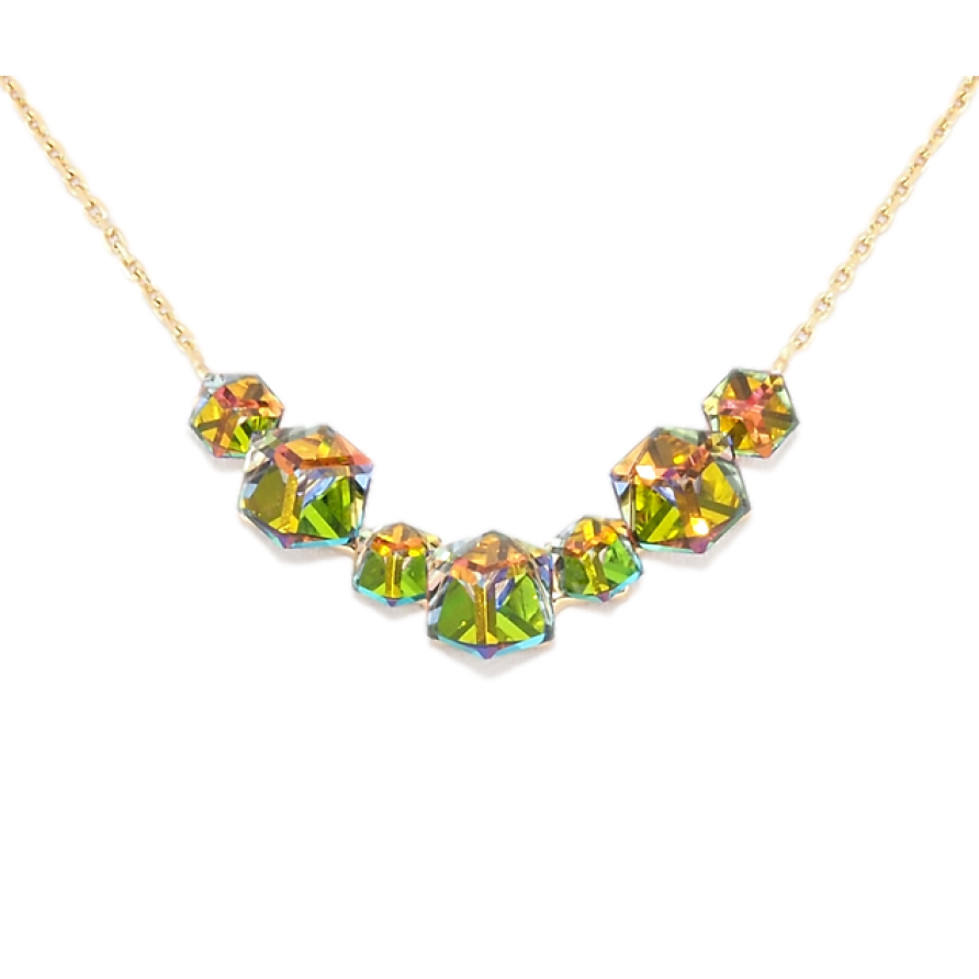 Кольє Xuping колір 18K з кр-ми Swarovski Кристальні кубики Vitrail Medium довжина 40-44см х 1мм фото №1