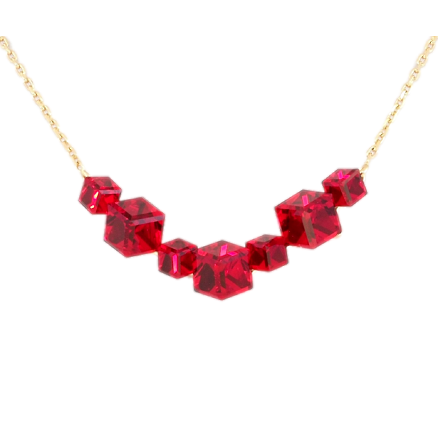 Кольє Xuping колір 18K з кр-ми Swarovski Кристальні кубики Light Siam довжина 40-45см х 1мм фото №1