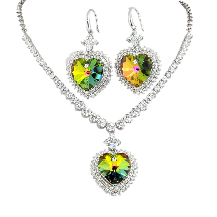 Набір Кольє Сережки Xuping колір Родій з кр-ми Swarovski Розкіш кр-лів Vitrail Medium довжина 46,5-52см фото №18