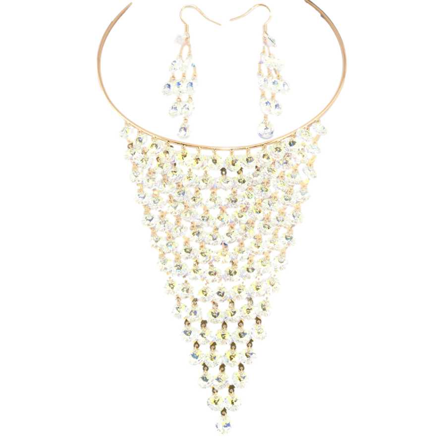 Набір Кольє Сережки Xuping колір 18K з кр-ми Swarovski Розкіш кр-лів Shimmer ø 12см + 5,5см дод. фото №1