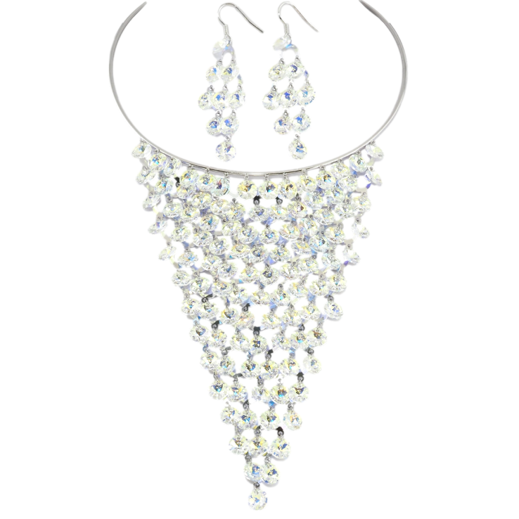 Набір Кольє Сережки Xuping колір Родій з кр-ми Swarovski Розкіш кр-лів Shimmer ø 12см + 4,5см дод. фото №13