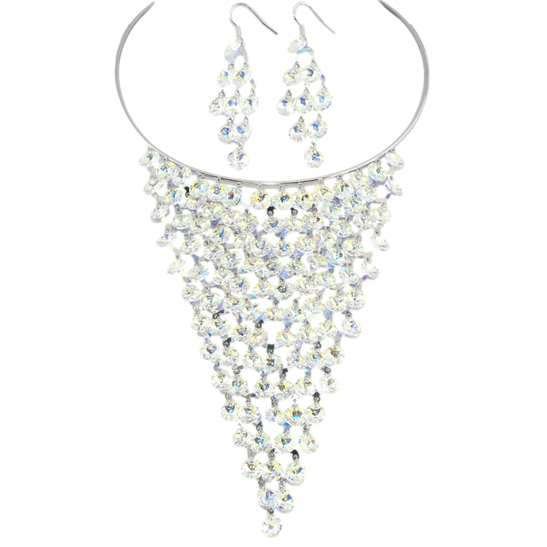 Набір Кольє Сережки Xuping колір Родій з кр-ми Swarovski Розкіш кр-лів Shimmer ø 12см + 4,5см дод. фото №1 Набір Кольє Сережки Xuping колір Родій з кр-ми Swarovski Розкіш кр-лів Shimmer ø 12см + 4,5см дод. фото №1