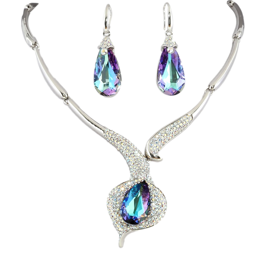 Набір Кольє Сережки Xuping колір Родій із кр-ми Swarovski Розкішна калла з кристалом Paradise Shine дл. 43-49см фото №1 Набір Кольє Сережки Xuping колір Родій із кр-ми Swarovski Розкішна калла з кристалом Paradise Shine дл. 43-49см фото №1