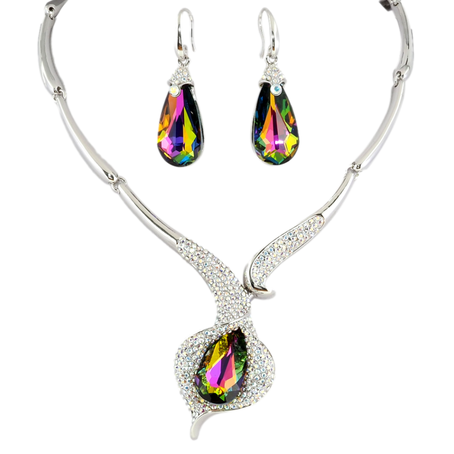 Набір Кольє Сережки Xuping колір Родій із кр-ми Swarovski Розкішна калла з кристалом Vitrail Medium дл. 43-49см фото №1 Набір Кольє Сережки Xuping колір Родій із кр-ми Swarovski Розкішна калла з кристалом Vitrail Medium дл. 43-49см фото №1