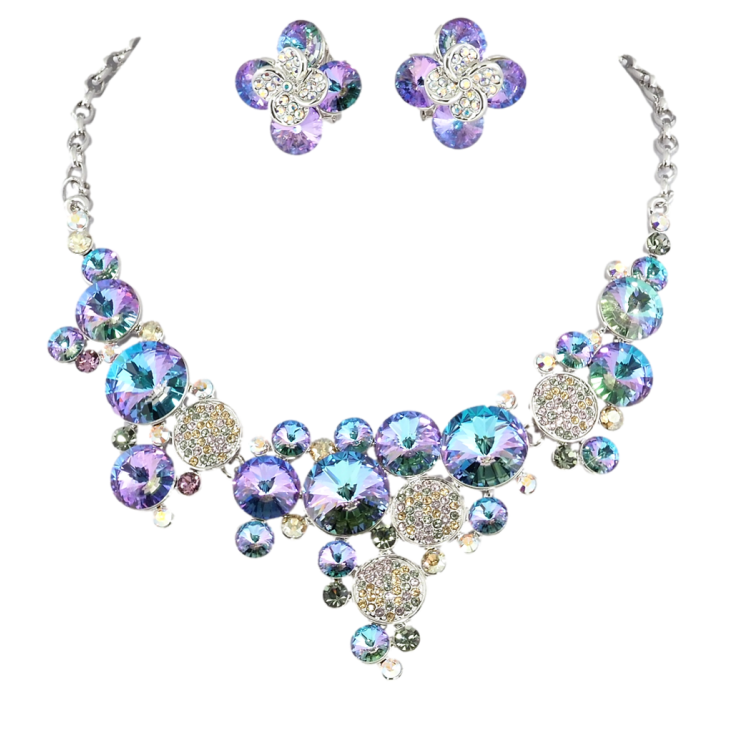 Набір Кольє Сережки Xuping колір Родій з кр-ми Swarovski Елегантний розсип кристалів Paradise Shinе дл. 42-46см фото №14