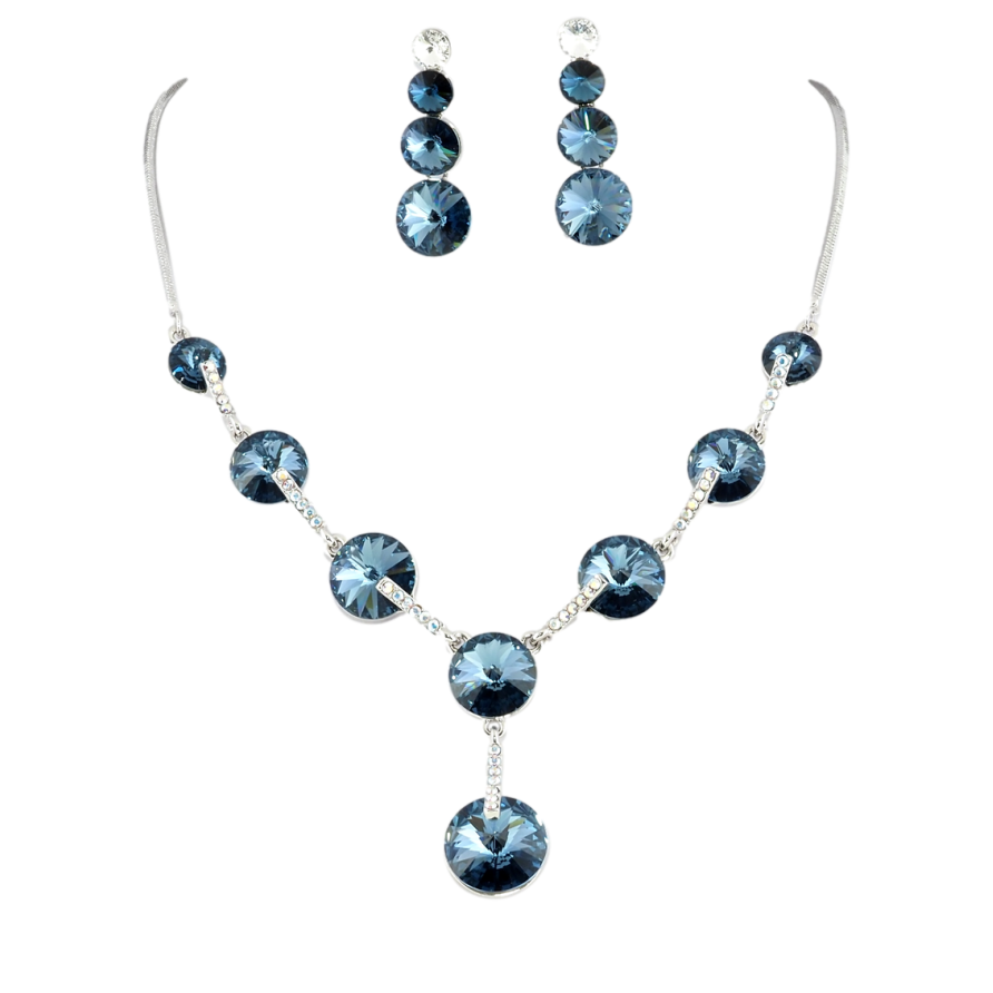 Набір Кольє Сережки Xuping колір Родій із кр-ми Swarovski Елегантність кристалів Montana дл. 42-47см х 2мм фото №1 Набір Кольє Сережки Xuping колір Родій із кр-ми Swarovski Елегантність кристалів Montana дл. 42-47см х 2мм фото №1