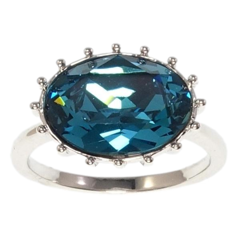 Кольцо Xuping цвет Родий с кр-ми Swarovski Кристалл Blue Zircon фото №1