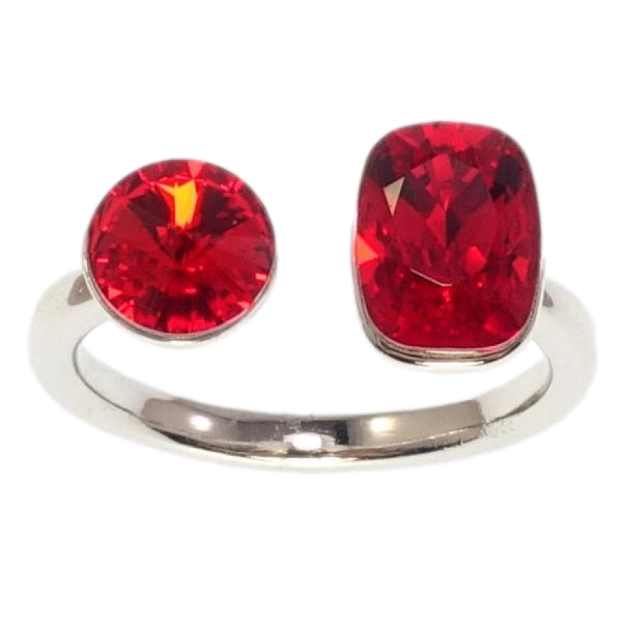 Каблучка Xuping колір Родій з кр-ми Swarovski Два кристали Light Siam фото №1 Каблучка Xuping колір Родій з кр-ми Swarovski Два кристали Light Siam фото №1