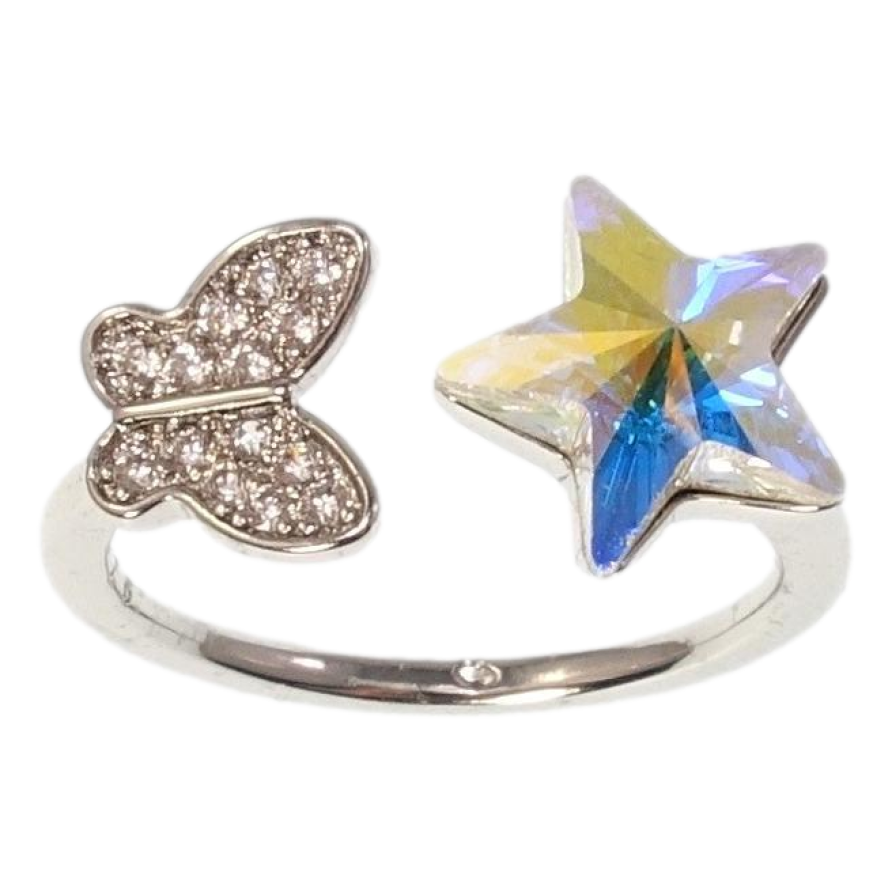 Каблучка Xuping колір Родій з кр-ми Swarovski Метелик з кристальною зіркою АВ фото №1