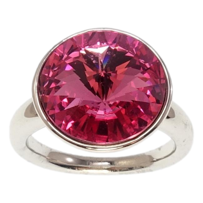 Каблучка Xuping колір Родій з кр-ми Swarovski Кристал Rose ø 15мм фото №1