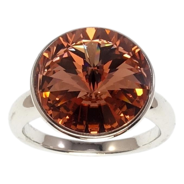 Каблучка Xuping колір Родій з кр-ми Swarovski Кристал Burgundy ø 15мм фото №9