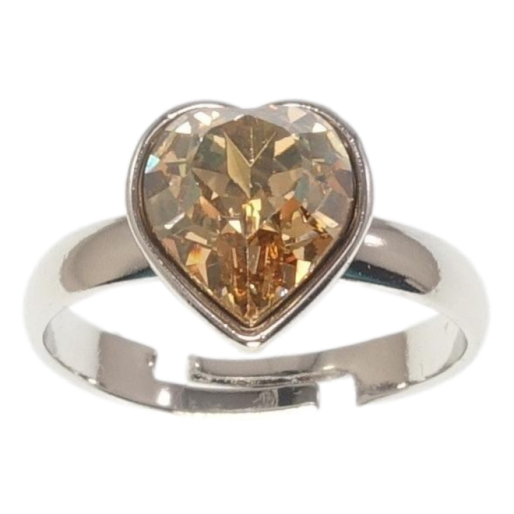 Каблучка Xuping колір Родій з кр-ми Swarovski Кристальне серце Topaz фото №16