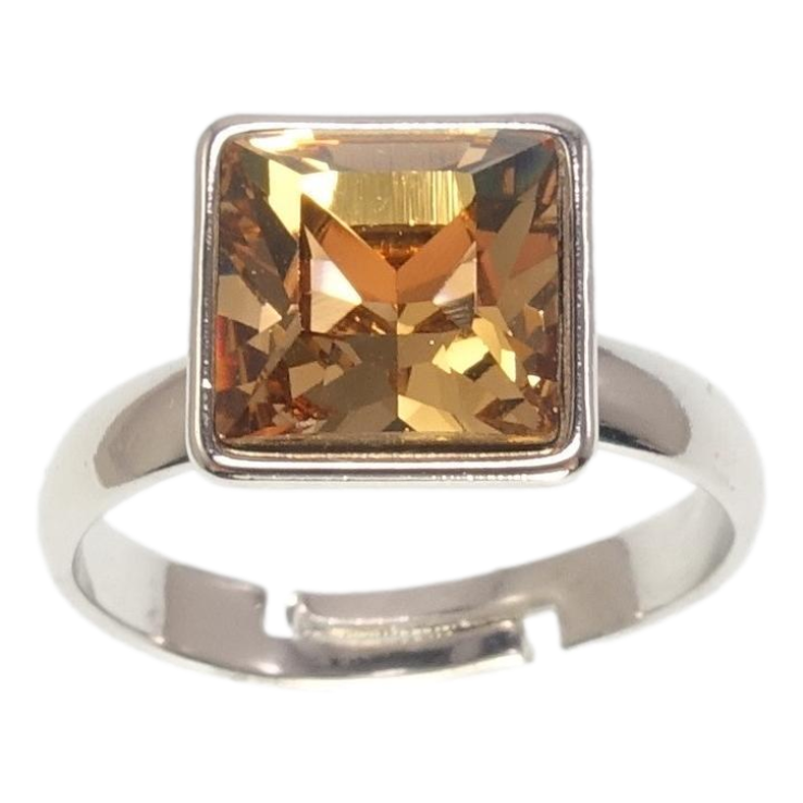Каблучка Xuping колір Родій з кр-ми Swarovski Кристал Topaz 10х10мм фото №3