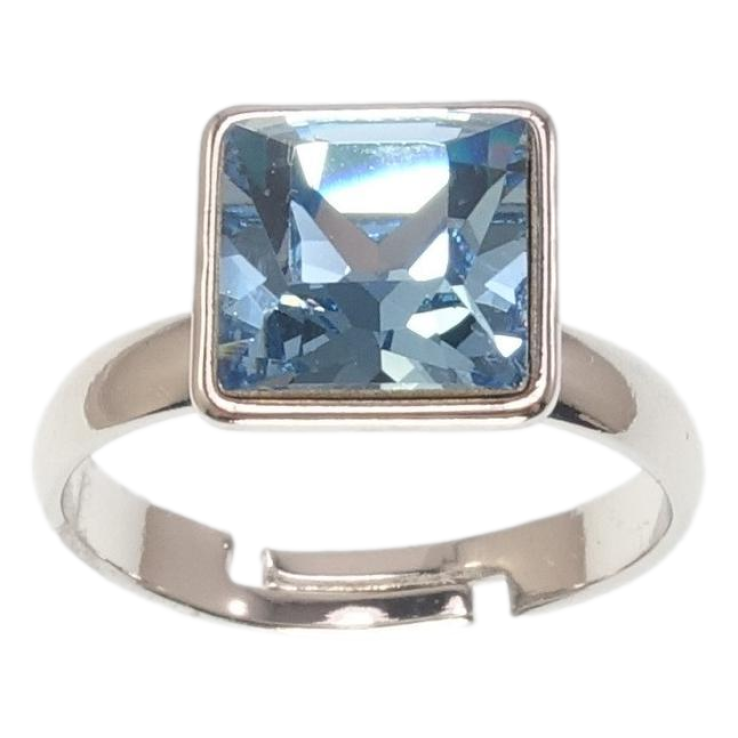 Каблучка Xuping колір Родій з кр-ми Swarovski Кристал Aquamarine 10х10мм фото №10