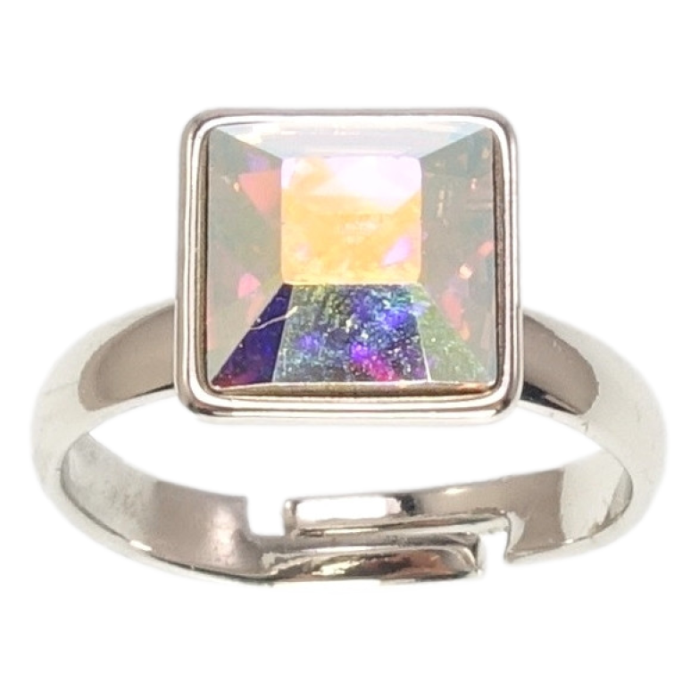 Кольцо Xuping цвет Родий с кр-ми Swarovski Кристалл АВ 10х10мм фото №1