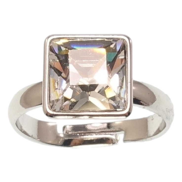 Кольцо Xuping цвет Родий с кр-ми Swarovski Кристалл Clear 10х10мм фото №25