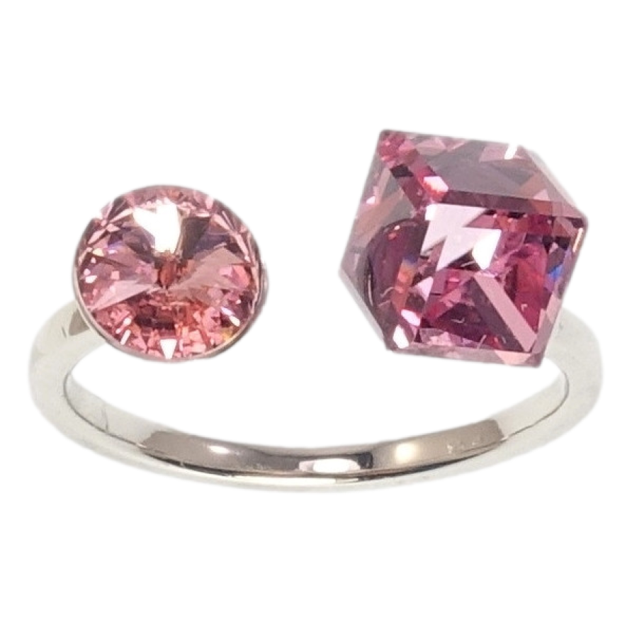 Кольцо Xuping цвет Родий с кр-ми Swarovski Два кристалла Rose фото №1