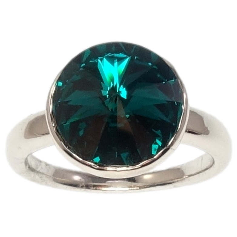 Каблучка Xuping колір Родій з кр-ми Swarovski Кристал Blue Zircon ø 12мм фото №1