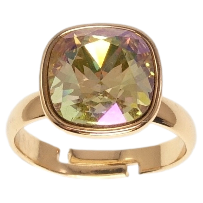 Кольцо Xuping цвет 18K с кр-ми Swarovski Кристалл Luminous Green 12х12мм фото №1