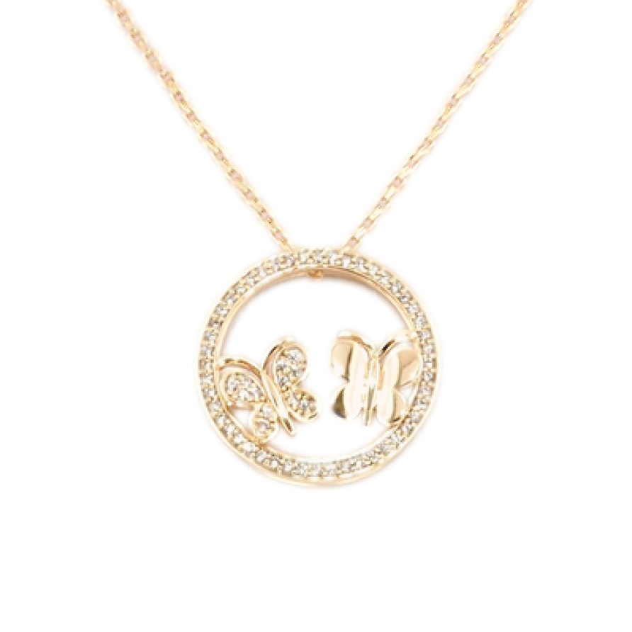 Кулон на ланцюжку Xuping M&L Колір 18К Колечко з метеликами, ø 19мм довжина 44-49см х 1мм фото №1