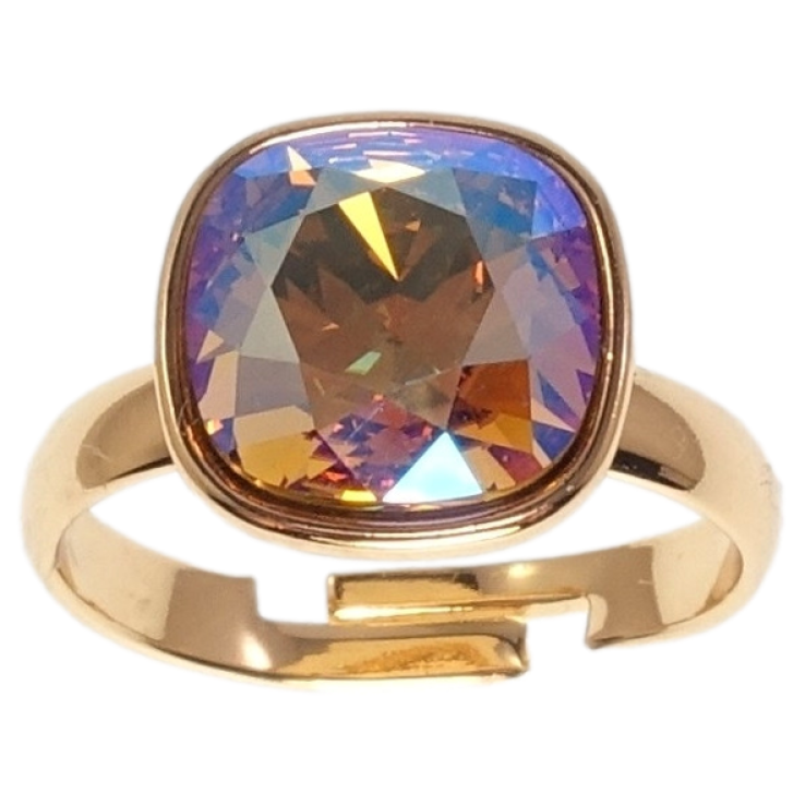 Каблучка Xuping колір 18K з кр-ми Swarovski Кристал Topaz Shimmer 12х12мм фото №2 Каблучка Xuping колір 18K з кр-ми Swarovski Кристал Topaz Shimmer 12х12мм фото №2