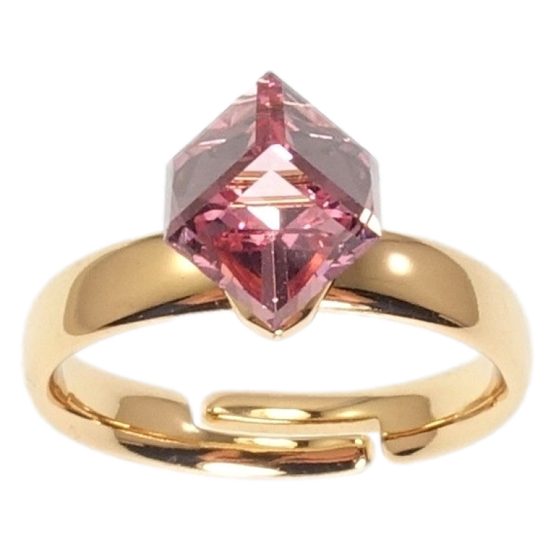 Каблучка Xuping колір 18K з кр-ми Swarovski Кристальний куб Rose 6х6мм фото №14