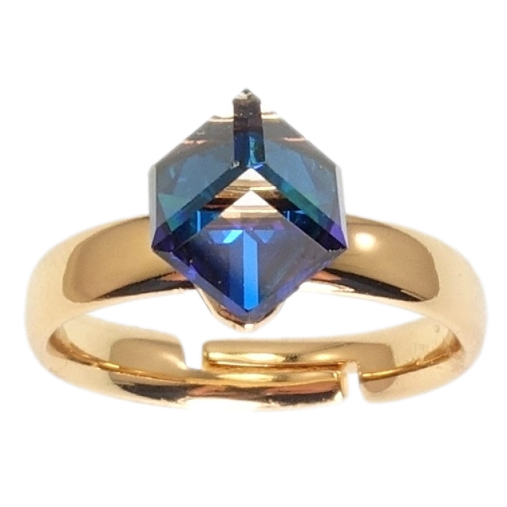 Каблучка Xuping колір 18K з кр-ми Swarovski Кристальний куб Capri Blue 6х6мм фото №23