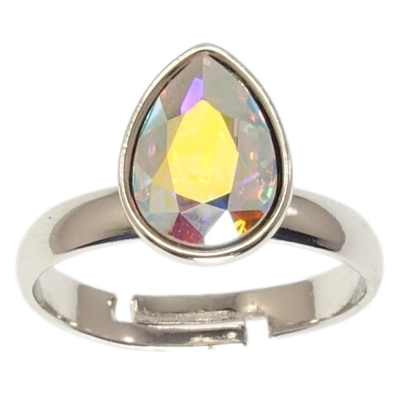 Кольцо Xuping цвет Родий с кр-ми Swarovski Кристальная капелька АВ фото №1 Кольцо Xuping цвет Родий с кр-ми Swarovski Кристальная капелька АВ фото №1