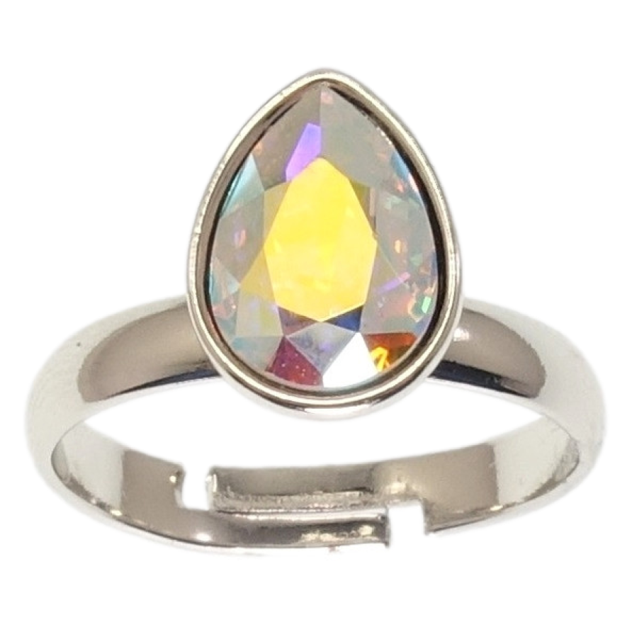 Каблучка Xuping колір Родій з кр-ми Swarovski Кристальна крапелька АВ фото №1 Каблучка Xuping колір Родій з кр-ми Swarovski Кристальна крапелька АВ фото №1