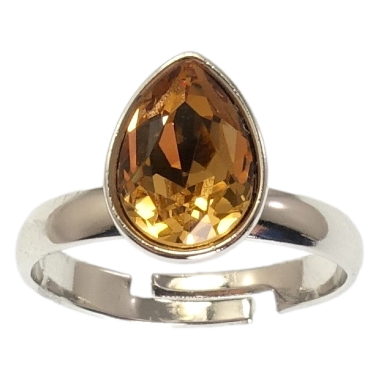 Кольцо Xuping цвет Родий с кр-ми Swarovski Кристальная капелька Topaz фото №1