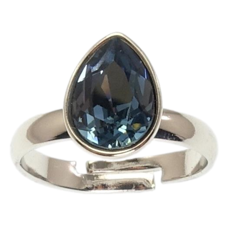 Каблучка Xuping колір Родій з кр-ми Swarovski Кристальна крапелька Montana фото №1 Каблучка Xuping колір Родій з кр-ми Swarovski Кристальна крапелька Montana фото №1