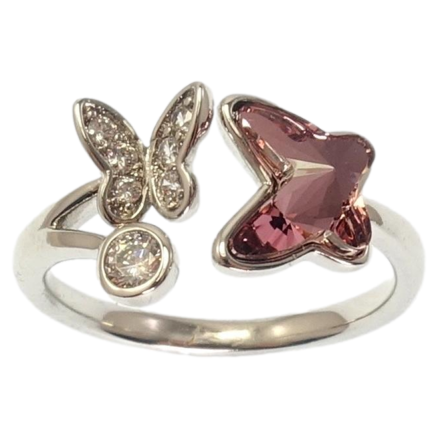 Кольцо Xuping цвет Родий с кр-ми Swarovski Бабочки с кр-лом Amethyst фото №1