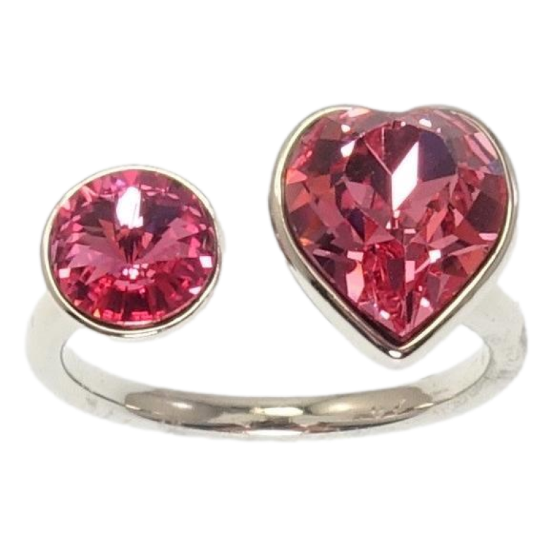 Каблучка Xuping колір Родій з кр-ми Swarovski Два кристали Rose фото №1