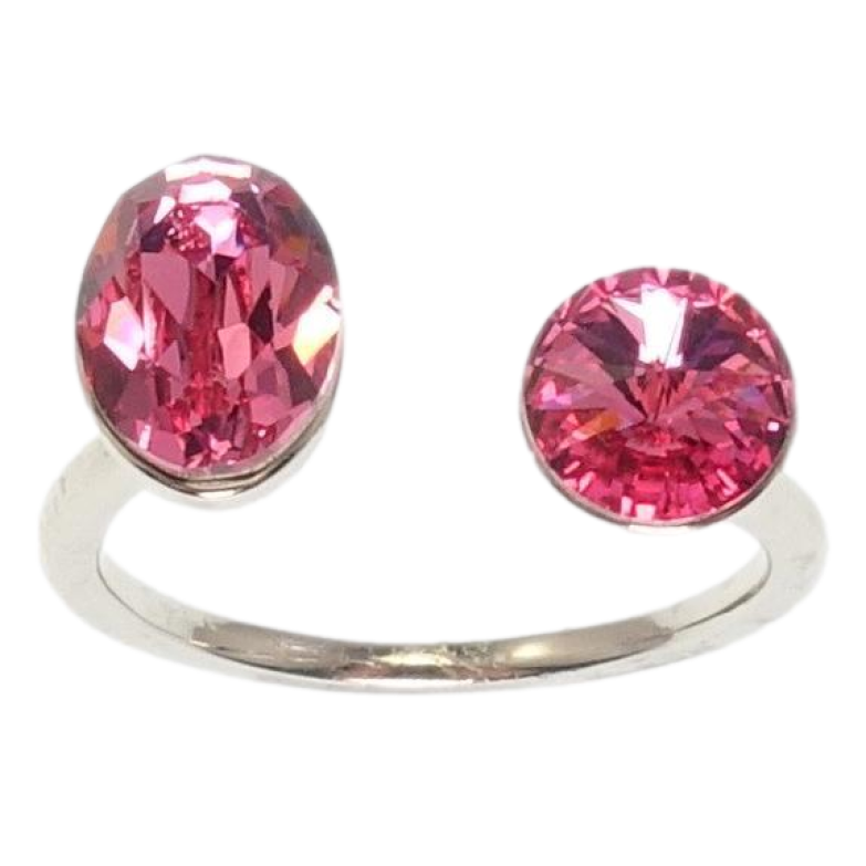 Каблучка Xuping колір Родій з кр-ми Swarovski Два кристали Rose фото №13