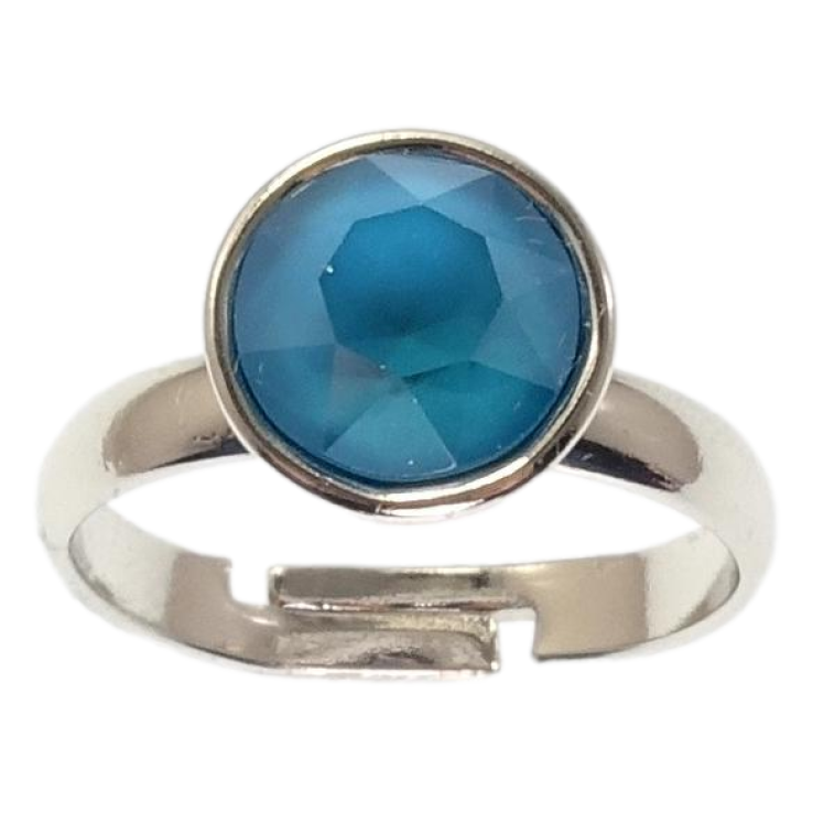 Каблучка Xuping колір Родій з кр-ми Swarovski Кристал Caribbean Blue Opal ø 10мм фото №22