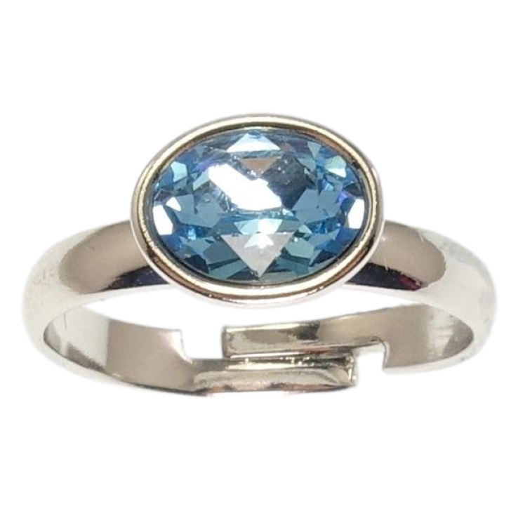 Каблучка Xuping колір Родій з кр-ми Swarovski Кристал Aquamarine фото №11