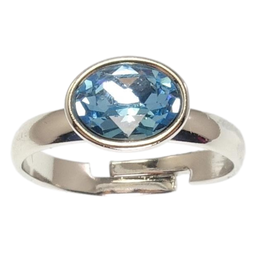 Каблучка Xuping колір Родій з кр-ми Swarovski Кристал Aquamarine фото №1
