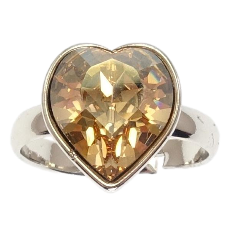 Каблучка Xuping колір Родій з кр-ми Swarovski Кристальне серце Golden Shadow фото №11